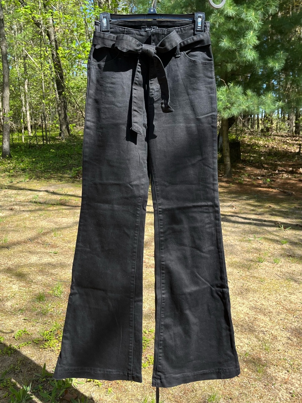 Vici Black High-Waisted Flare Pants Tie Belt Size M Festival Whimsigoth Boho